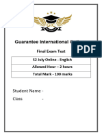 S2 July Online English Final Exam Question