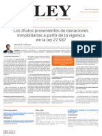 URBANEJA - Los Títulos Provenientes de Donaciones Inmobiliarias A Partir de La Vigencia de La Ley 27.587 - LL 20-04-21