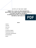 Directiva para El Procedimiento, Registro, Uso Adecuado, Custodia Fisica y Control de Bienes Muebles Patrimoniales de La MDP