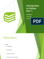 Lecture 1 - Intro To Python - Part 1