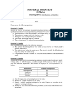 Individual Assignment (50 Marks) : STA104/QMT181 Introduction To Statistics