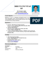 Curriculum Vitae OF: Md. Shake Farid Contact No: 01711-091932 Email: Carrier Objective