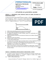 Concours D'entrée À PI - 27 Juillet 2022 - Physique - Série D, TI, E, F, GCE