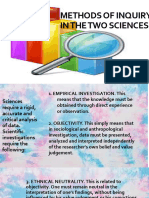 Methods of Inquiry in The Two Sciences