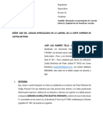 Demanda Laboral Reconocimiento Vinculo L y Pago de Beneficios Sociales