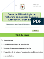 Cours de Méthodologie de Recherche en Sciences Sociales - EASA, MGD, EEDD