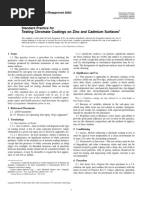 Testing Chromate Coatings On Zinc and Cadmium Surfaces: Standard Practice For