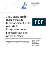 Anticipation Des Procédures de Dédouanement Et Les Formalités D'importation Et D'exportation Des Marchandises