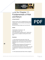 Quiz For Chapter 11 - Fundamentals of Risk and Return