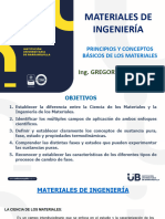 Clase N°1 Materiales de Ingeniería 2024-1 Conceptos Preliminares de Los Materiales