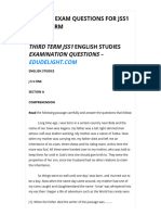 English Exam Questions For JSS1 Third Term