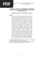 CORPORATE GOVERNANCE, COMMERCIAL ARBITRATION AND RESOLUTION OF CORPORATE DISPUTES IN NIGERIA, LOSSESS OR LESSONS - Bukola Eniola Onyewenu and Omoniyi Bukola Akinola