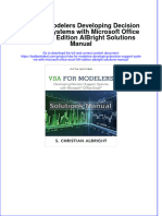 VBA For Modelers Developing Decision Support Systems With Microsoft Office Excel 5th Edition AlBright Solutions Manual Instant Download All Chapter