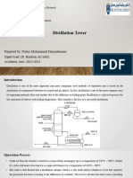 Distillation Tower: Prepared By: Nabaz Mohammed Hamadameen Supervised: Dr. Hindren Ali Sabir Academic Year: 2023-2024