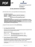 Eu Declaration of Conformity According To LVD Ped Rohs For Scroll Ped Category I ZB Kau ZB Kiu It It 8006802