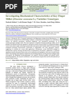 Investigating Biochemical Characteristics of Key Finger Millet (Eleusine Coracana L.) Varieties/ Genotypes