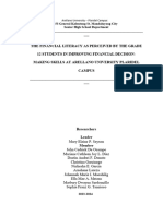 The Financial Literacy As Perceived by The Grade 12 Students in Improving Financial Decision-Making Skills at Arellano University Plaridel Campus