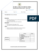 Year 5 - English - Question Paper - Second Semester Exam Answers