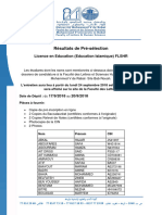 Etudes Islamique Pré Sélection Licence en Education FLSH