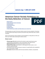 American Cancer Society Guidelines For The Early Detection of Cancer