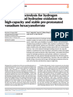 Decoupled Electrolysis For Hydrogen Production and Hydrazine Oxidation Via High-Capacity and Stable Pre-Protonated Vanadium Hexacyanoferrate