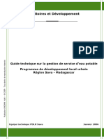 Note Technique Sur Les Modes de Gestion de Services D Eau Potable A Madagascar