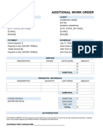 Additional Work Order Template