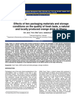 Effects of Two Packaging Materials and Storage Conditions On The Quality of Fresh Taste A Natural and Locally Produced o