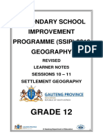 Secondary School Improvement Programme Ssip 2016 Geography Revised Learner Notes Sessions Settlement Geography Grade 12 Compress