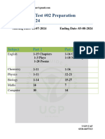 Entry Test 02 Preparation Schedule 2024