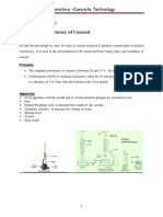 Tests On Cement: Standard Consistency of Cement: Laboratory - Concrete Technology