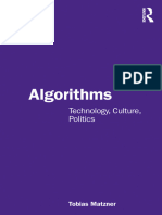 Tobias Matzner - Algorithms. Technology, Culture, Politics-Routledge (2024)