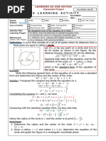 Pre-Calculus LAS 3 The Standard Form of The Equation of A Circle I