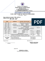 SY 2024 2025 Teachers Class Program