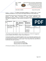 Engagement of Retired Government Employee On Contract Basis As Chief Technical Consultant As A Team Leader in The NESTS, Ministry of Tribal Affairs