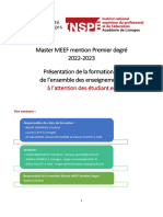 2022 23 Livret Etudiant Master MEEF Premier Degre