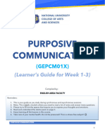 Learners' Guide in Purposive Communication For Weeks 1-3