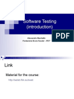 Software Testing (Introduction) : Alessandro Marchetto Fondazione Bruno Kessler - IRST