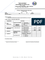 Grade 8 Physical Fitness Test Score Card