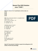 CUET General Test 2023 Solution June 7 Shift 1