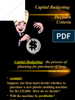 Capital Budgeting Decision Criteria