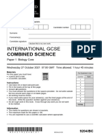 9204 Question Paper International Gcse Combined Science Biology Core Nov21