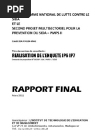 Réalisation de L'enquête IP6 IP7 - Rapport Final (ONUSIDA, PNLCS - 2011)