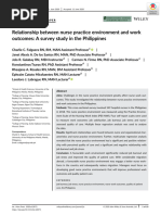 Relationship Between Nurse Practice Environment and Work Outcomes A Survey Study in The Philippines