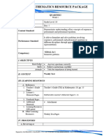 Mathematics Resource Package: Quarter I Subject: MATH Date: - Day: 5 Content Standard