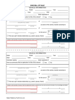 Ohio Motor Vehicle Bill of Sale Form