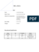 Bio - Data: Personal Profile