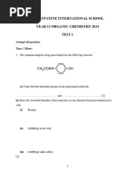 Year 13 Organic Chemistry Test 1