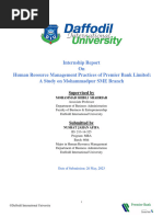 Internship Report On Human Resource Management Practices of Premier Bank Limited: A Study On Mohammadpur SME Branch