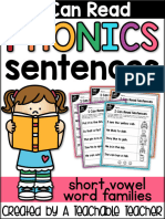 1.I Can Read Phonics Sentences - Short Vowel Word Families